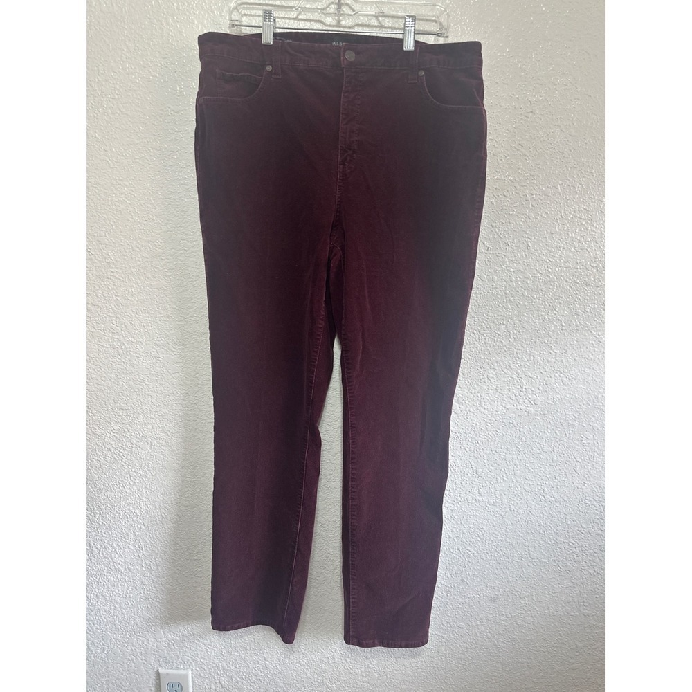 Talbots Burgundy Corduroy Straight Leg Pants Women's Size 16
